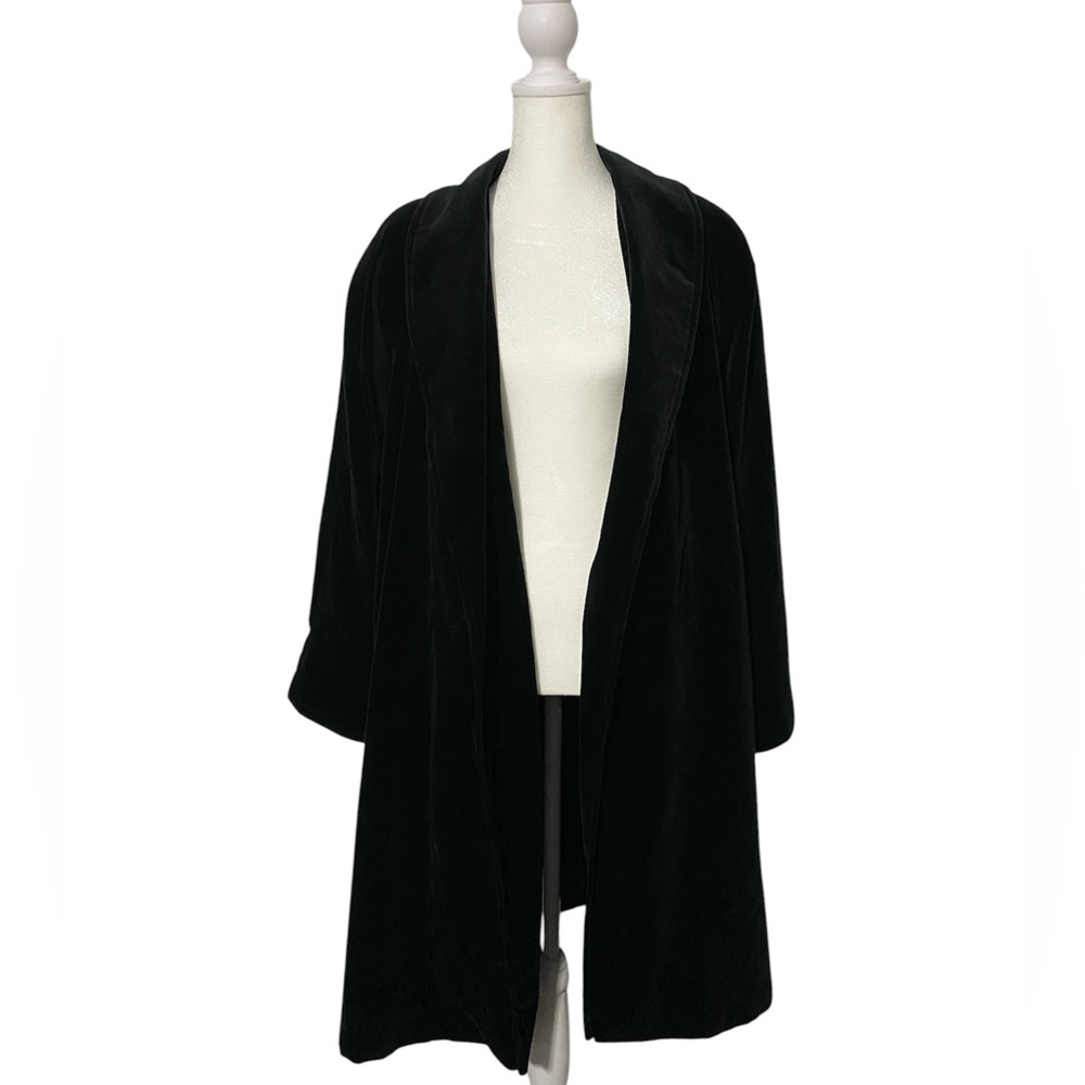 Dumas Vintage 80s Velvet Long Open Front Coat
